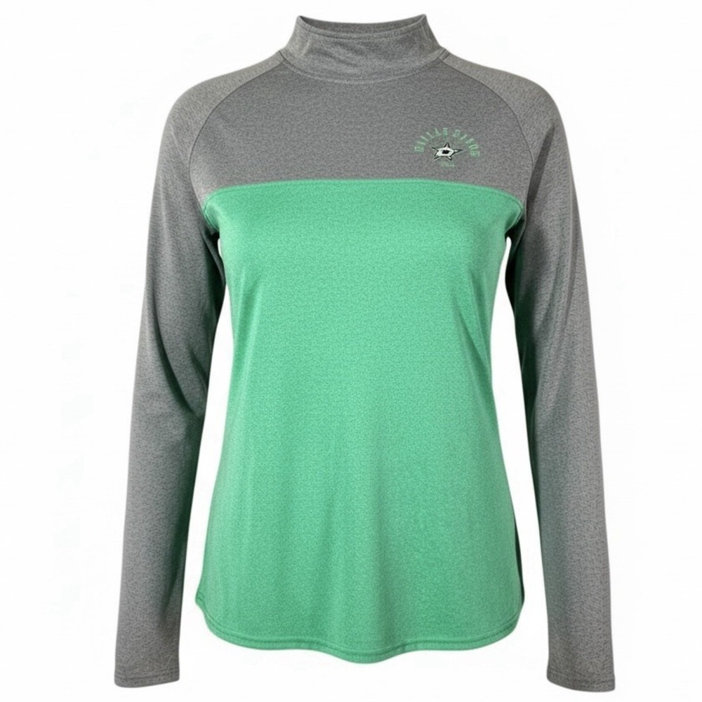 NHL Dallas Stars Women's Mock Neck Pullover Green Gray Size XL